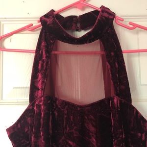 Velvet burgundy sleeveless mesh tight dress
